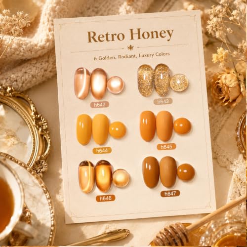 Beetles Fall Gel Polish Set, Retro Honey Gold Glitter Cat Eye Soak Off Gel - color: A - Mixed Finishes | Retro Honey
