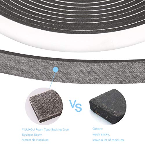 Seal Foam Tape,1/2 Inch W x 1/8 Inch T Weather Stripping for Door and Window,High Density Single Sided Closed Cell Door Insulation Weather Strip, 3 Rolls Total 50FT Black - size: 1/2"W x 1/8"T x 50FT