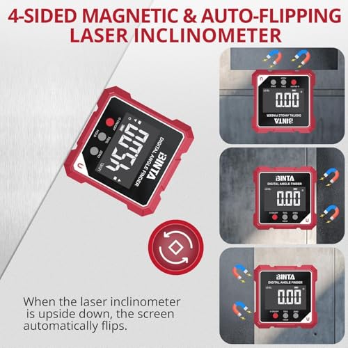 BINTA Digital Angle Finder with Laser, 4-side Magnetic Digital Angle Gauge