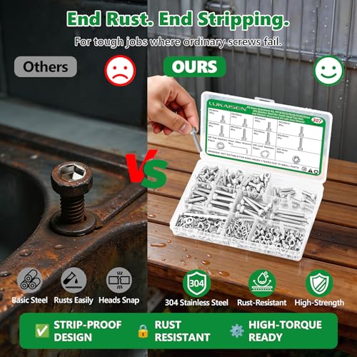 307 Pcs M5 Hex Socket Cap Screws Nuts Flat Washers Kit, 304 SS - size: SS M5 307pcs 3