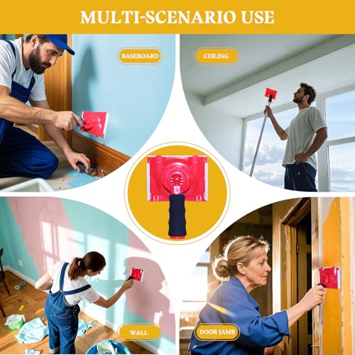 Paint Edger Trimmer with 2 Replacement Pads,Corner Walls & Ceilings Pad Painter, Paint Edger for Wall Painting,Paint Pad Applicator,Edge Painting Tool with Painter's Pad Refills