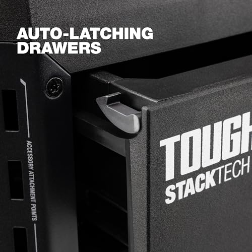 ToughBuilt StackTech XL 3 Drawer Tool Box, Heavy-Duty Portable Tools Chest, 50 lb Capacity - Stackable Toolbox Storage Organizer with 22 Dividers, Auto-Latching Drawers and Accessory Rails - size: 3 Drawer