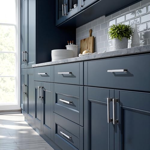 KNOBWELL 6 Pack Polished Chrome Solid Cabinet Pulls 5 Inch(128mm) Hole Center Kitchen Cabinet Handles,Cabinet Hardware for Cupboard Drawer Pulls - color: Polished Chrome, size: Hole Center：5 inch（128mm）