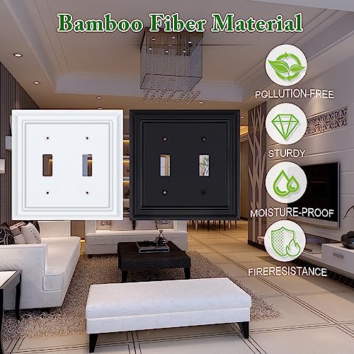 Matte Black Decorative Outlet Covers Wall Plates, Bamboo Fiber Light Switch Covers, Natural Material Electric Receptacle Switch Plate Outlet Cover of various styles (2 Gang Toggle 2 Pack) - size: 2 Gang Toggle 2 Pack