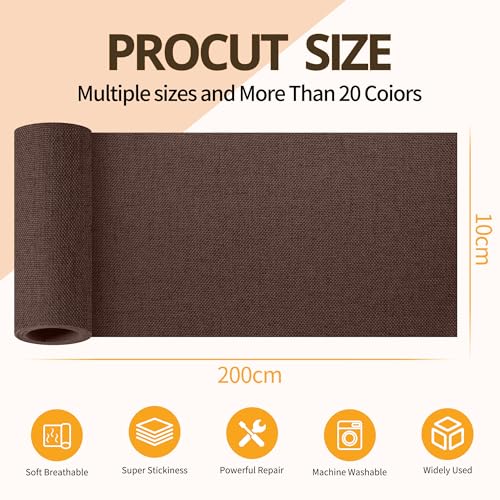 Fabric Repair Tape, 4" x 80" Self-Adhesive Linen Repair Tape Patch Kit - color: Dark Brown, size: 4" x 80"