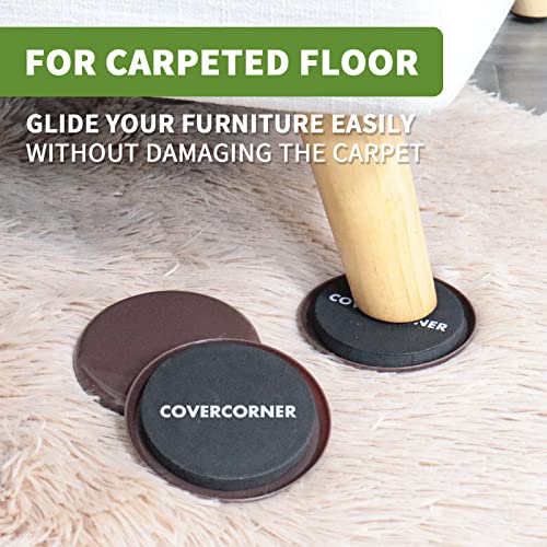 Furniture Sliders for Carpet 16 PCS - 3 1/2" Brown - size: 16 PCS 3 1/2 inch Brown