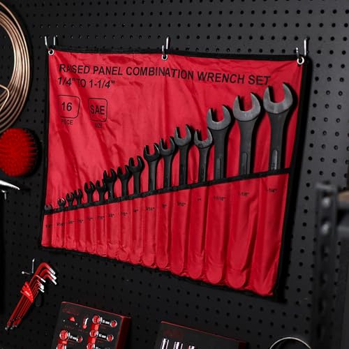 ABN Standard Wrenches Set - 16 Piece SAE Combination Wrench Set 1/4in to 1-1/4in SAE Wrench Set with Roll Up Pouch - size: SAE