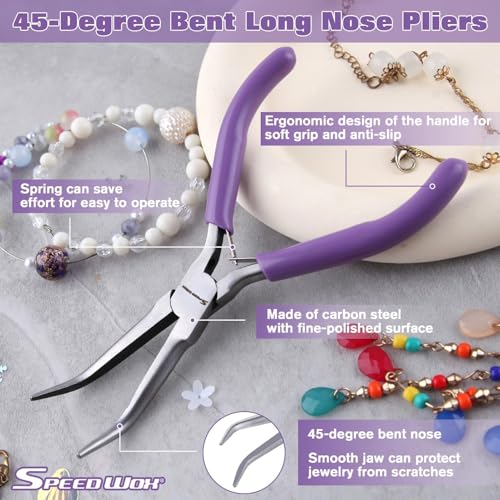 SPEEDWOX 45° Bent Needle Nose Pliers With Smooth Jaw for Jewelry & Fishing - style: Bent Needle Nose Pliers with Smooth Jaw