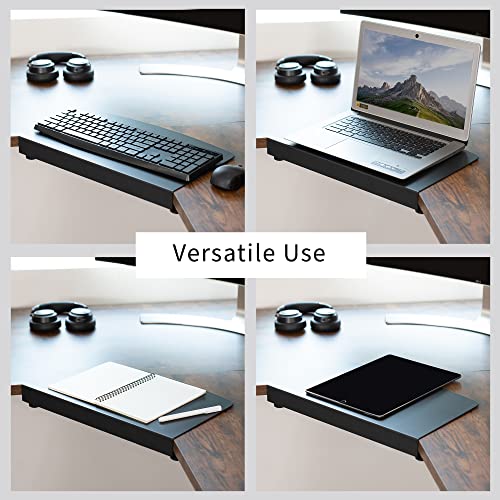 VIVO Clamp-on 17 inch Corner Desk Connector Sleeve Plate, L Desk Platform Extender Attachment, Black, DESK-AC07C