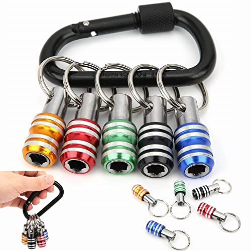 FACAINCXS Bit Holder 1/4 inch Hex Shank Screwdriver Bits Holder Extension Bar Keychain Screw Adapter Drill Change Hand-held Screwdrivers Drill Bits Holder Portable (5PCS) - color: 5pcs-sct