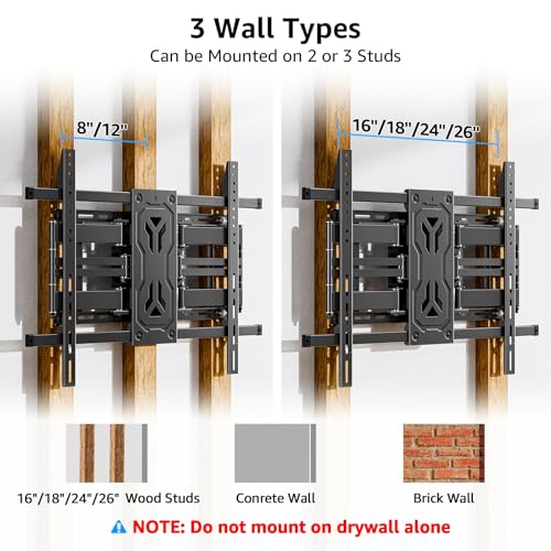 MOUNTUP TV Wall Mount Holds 250 lbs for 50-110 inch Large TVs, Heavy Duty Full Motion 1.65" Slim TV Bracket with Extension, Swivel & Tilt, Pre-Assembled, Max VESA 800x600mm, Fits 12-24" Studs - size: Fit Most 50"-110" TVs