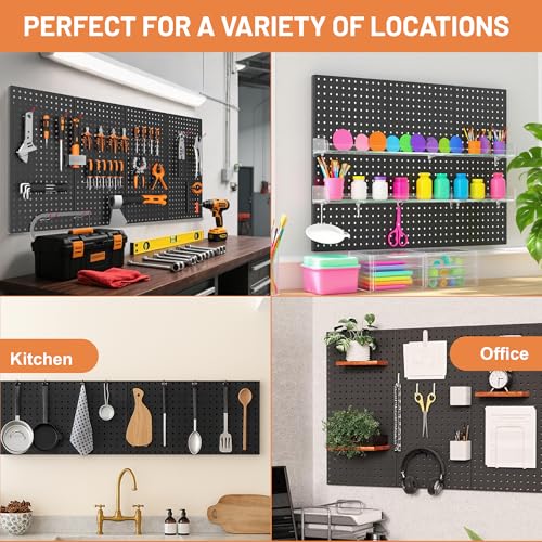 Ultrawall Metal Peg Board Panels with Hooks, Garage Pegboard Tool Organizer - size: 4pack 24"X12"