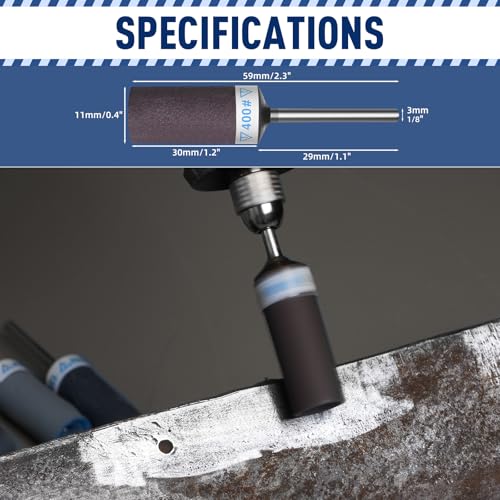 10Pcs 400 Grit Sanding Drums Sandpaper Sticks Set for Dremel Rotary Tool with 1/8" Shank, Sanding Bits Kit Rotary Tool Accessories for Metal Rust Removal/Jade Polishing/Stone Grinding (400 Grit) - style: 400 Grit