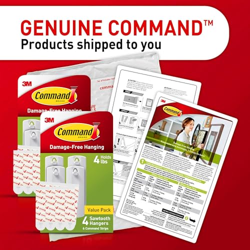 Command Sawtooth Picture Hangers, Damage Free Hanging Frame Hangers, No Tools Wall Hooks for Hanging Sawtooth Frames in Living Spaces, 8 White Picture Frame Hangers and 16 Command Strips - size: 2 Pack