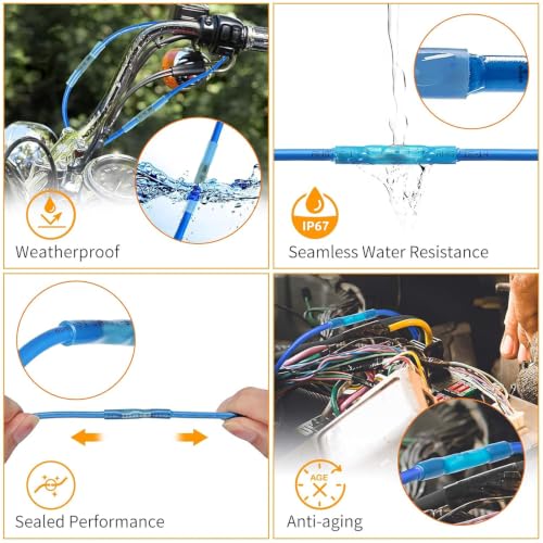 100pcs 24-18 Gauge Heat Shrink Butt Connectors 24-18 AWG Heat Shrink Butt Splice Marine Grade Insulated Waterproof Electrical Crimp Wire Connectors,Pure Copper Butt Splice for 24-18 Gauge Wire - size: 24-18 AWG