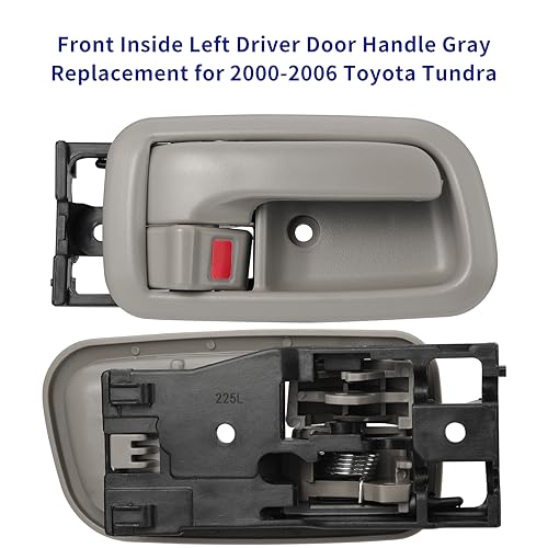 Pair of Interior Door Handles W/Bezel (Light Gray) for Toyota Tundra (Standard/Regular/Extended Cabs ONLY) 2000 2001 2002 2003 2004 2005 2006,Front Left Driver & Right Passenger Side - size: Front Left & Right
