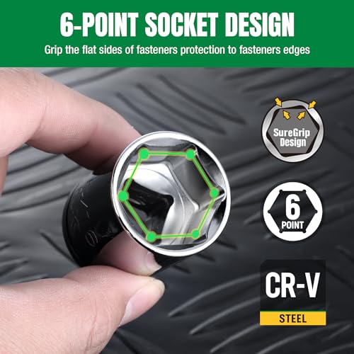 SK 1/2" Drive Socket Set, SAE Sockets, 11-Piece 7/16" to 1-1/16" - size: Shallow, style: SAE