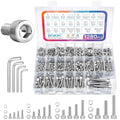 Metric Screw Assortment, 1280PCS Metric Bolt Assortment Kit M3 M4 M5 M6 Machine Screws with Lock & Flat Washers, 304 Stainless Steel Hex Socket Head Cap Screws Nuts and Bolts Kit (Silver) - size: M3M4M5M6 1280PCS (Silver)