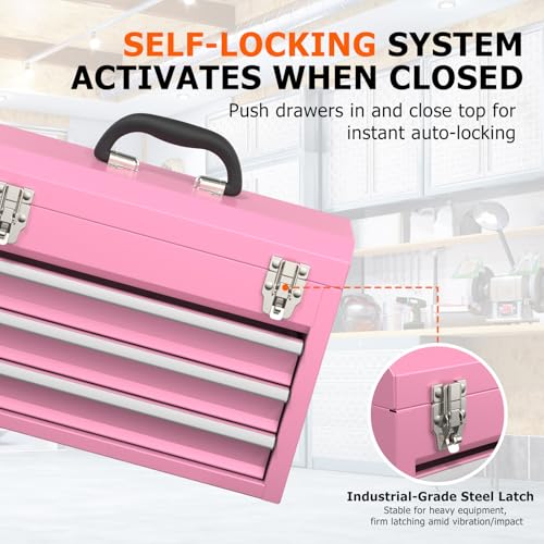Portable Metal Tool Box - color: Pink