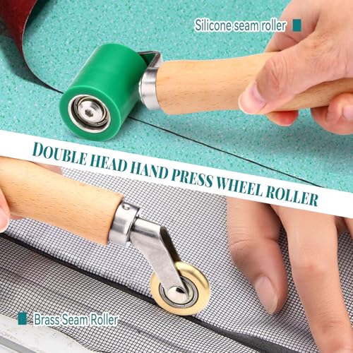 Seam Roller, Silicone Seam Roller Roofing, Smoothing Roofing Tools, Seam Roller for Quilting, Sewing, Wallpaper, Roller Tool for PVC/TPO/EPDM Single Ply Roofing Tape (Green) - color: Green