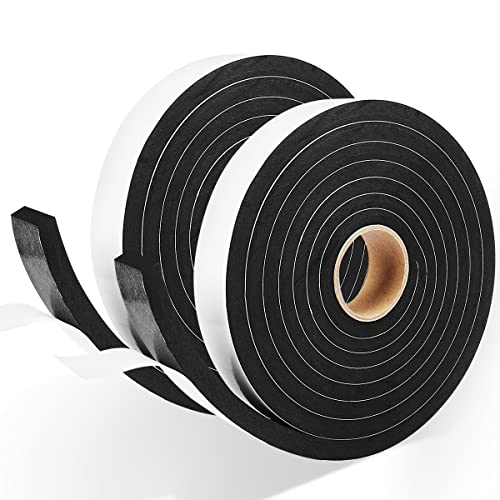 2 Rolls Weather Stripping Door Seal, 1''W x 3/8'' T Foam Tape Single Sided, Adhesive Closed Cell Weather Strip (Total 16 Feet Long)… - size: 1''W x 3/8''T x 16FT