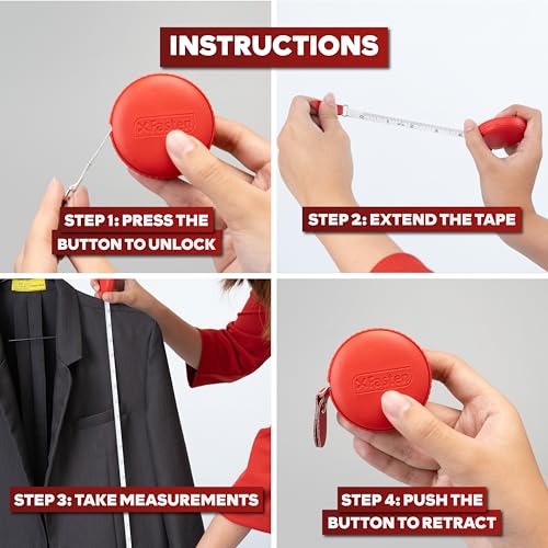 XFasten Retractable Tape Measure 3-Pack 60-Inch 1.5M Clothing Tape Measure for Sewing and Body Measurements