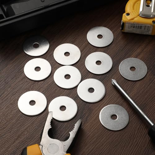 200 Pcs Stainless Steel Fender Washer-1/4 ID x 1-1/4" OD x 1/20" Thick for Screw and Bolt Flat Washers Corrosion Resistant Metal Washer for Wood and Wet Environments, Construction and Repair
