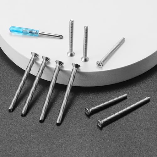 126Pcs Flat Head Phillips Electrician's Machine Screw Kit, Long Electrical Outlet Screw, #6-32#8-32, 304 Stainless Steel for Wall Plate Switch/Outlets,Mounting Electrical Extender, with Tool - color: Silver, size: #6#8 126Pcs