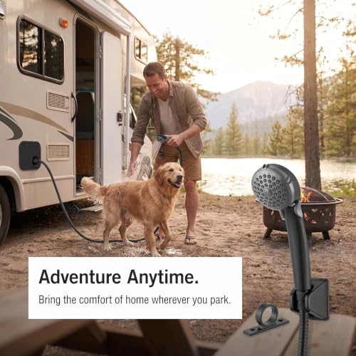 Dura Faucet DF-SA400K-MB RV Handheld Shower Head Hose Kit (Matte Black) - color: Matte Black, size: Full Kit