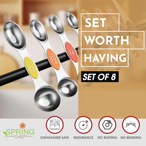 Spring Chef Stainless Steel 8 Magnetic Measuring Spoons, Mountain Sunrise - color: Mountain Sunrise, size: 1-Pack