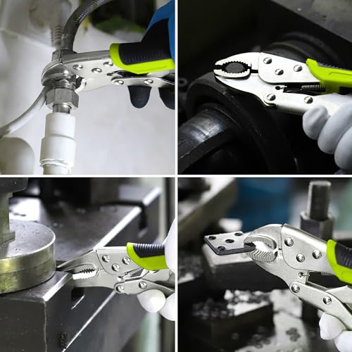 FASTPRO 4-Piece Locking Pliers Set with Heavy Duty Grip, Green - color: Green
