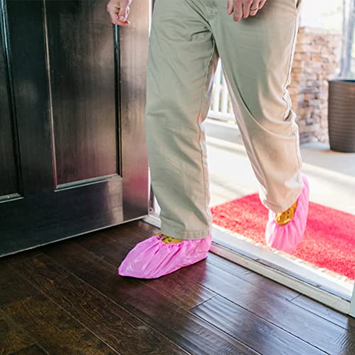 ShuBee Waterproof Shoe & Boot Covers Slip-Resistant Disposable for Plumbing Construction Floor Protection - 40 Pair - color: Pink