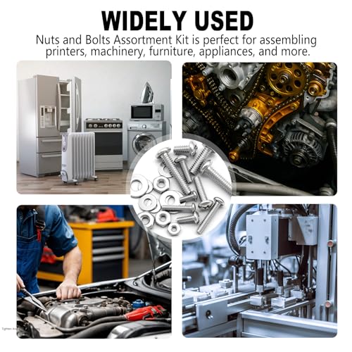 408PCS Machine Screws Nuts and Bolts Assortment Kit, 304 Stainless Steel Bolts #6-32#8-32#10-24 M3 M4 M5 Phillips Pan Head Hardware Screw Assortment Kit, Assorted Bolts, Nuts and Washers Kit - size: 408PCS
