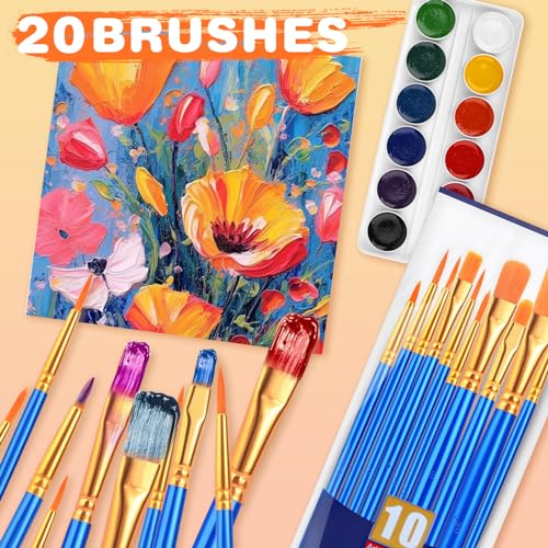 ESRICH 20PCS Paint Brushes, Paint Brush for Acrylic Painting - color: Blue, size: 20