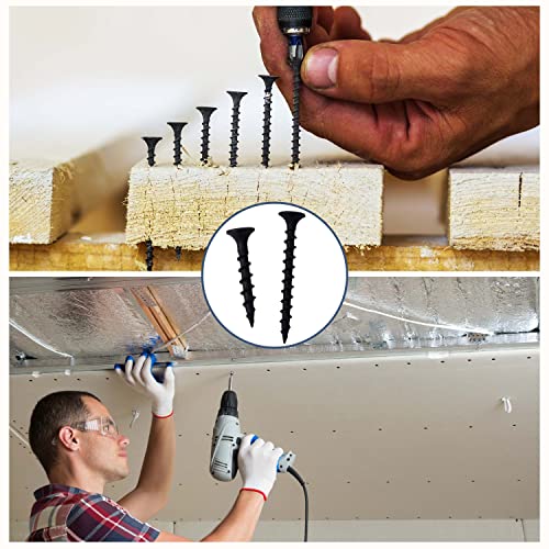 JEGONFRI Black Wood Screws Assortment Kit, 166 PCS, 6 Sizes, Drywall Screws - size: Kit