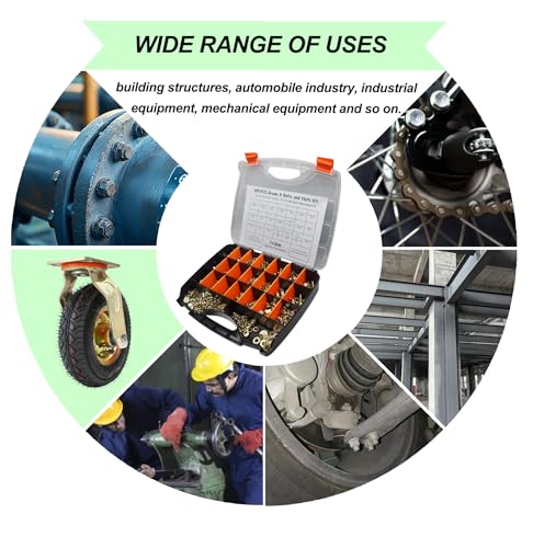 891Pcs Grade 8 Bolts and Nuts Kit, SAE Bolt Assortment Kit - size: 1/4-20, 5/16-18, 3/8-16, 1/2-13