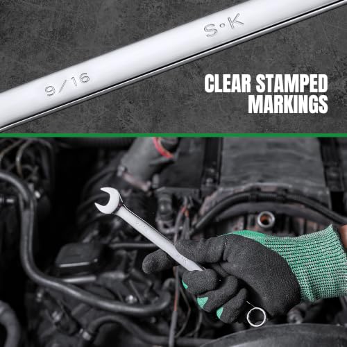 SK 9/16” Combination Wrench, SAE, Premium CR-V Steel - size: 9/16"