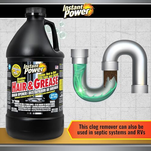 Instant Power Hair and Grease Drain Opener and Clog Remover 2 Liters (67.7 Fl Oz), Black - size: 67.7 Fl Oz (Pack of 1)