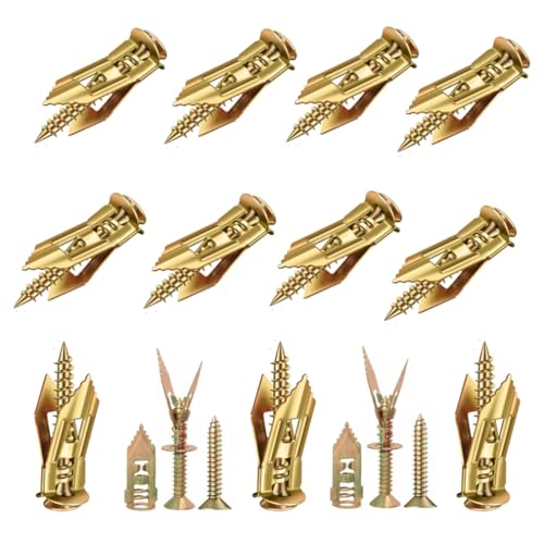 60pcs Drywall Self Drilling Anchors with Screws Kit, 30 Zinc Plated Steel Drywall Wall Anchors (0.47X1.18inch) & 30 Zinc Plated Screws, Easy Application No Drill or Holes in Wall - color: Yellow (0.47X1.18inch)