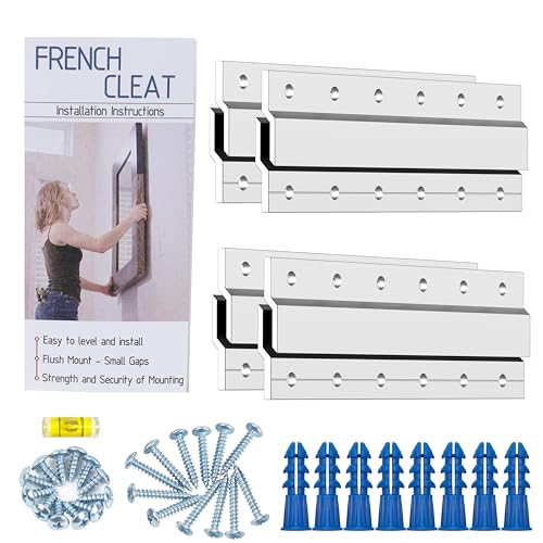 French Cleat Hanger 6 Inch Heavy Duty- 4 Pack - Picture, Mirror, Whiteboard, Cabniet, Shelf, Pallet or Panel Interlocking Wall Mounting Bracket - Aluminum Z Bar Clip Hanger Supports 60 lbs - size: 6"(4Pairs)