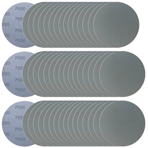 6 Inch 50 Pcs Wet Dry Hook and Loop Sanding Discs, No Hole, 5000 Grit - style: Grit 5000