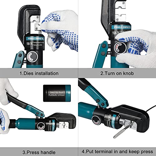 Hydraulic Crimping Tool for 1/8"-3/16" Cable Railing Kits, 10-Ton Crimper - color: Silver