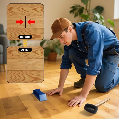 Floor Gap Fixer Tool – Easy Plank Grabber with Mallet & Washable Pads, Quick Flooring Tools for Laminate, Vinyl & Hardwood Repair at Home-Blue - color: Blue