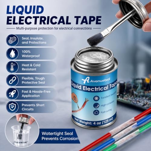 Liquid Electrical Tape 4oz Waterproof Liquid Tape Electrical Insulating Glue with Brush Cap, High Temperature Resistant Flexible Rubber Coating for Wires Cables, Plug, Automotive(Clear) - color: Clear