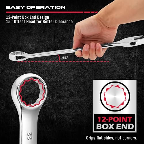30-Piece Combination Wrench Set - Open End Wrench Set with Organizer Professional 12 Point Wrench Kit Tool for Mechanic Garages Workshops 1/4'' to 1'' & 8-22mm - style: 30-Piece Combination (SAE & Metric)