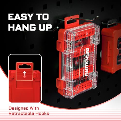 Geinxurn 49Pieces Impact Screwdriver Bits Set, Magnetic S2 Steel Phillips/Slotted/Square/Torx Insert Power Bits Tips, Impact Bit Holder with Red Storage Box Case - style: STKB049-RD
