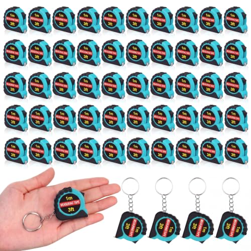 Kanayu 50 Pcs Pcs Mini Measuring Tape with Keychain, 3 ft, Aqua Blue - color: Aqua Blue, size: 3 ft