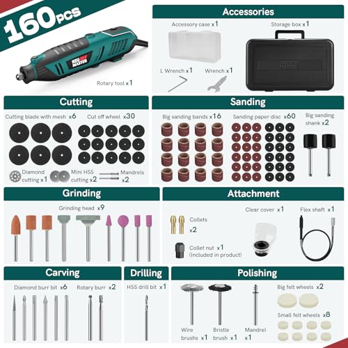 NEU Master 200W Rotary Tool Kit, 10000-35000RPM Corded Rotary Tool for DIY