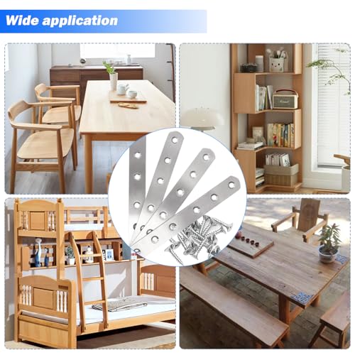 mxuteuk 28PCS Stainless Steel Straight Flat Brackets, Metal Brackets for Wood (6.1x0.78inch, 156x20mm) - color: Silver-156mm
