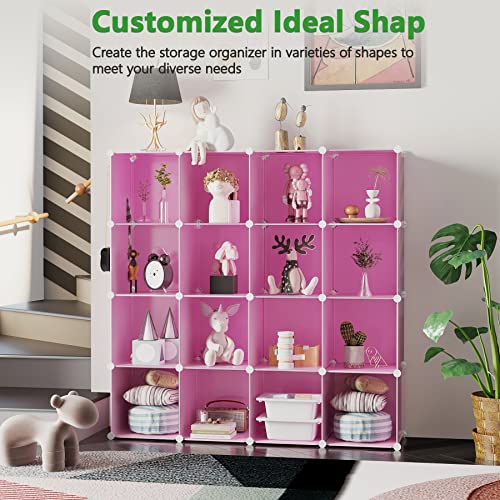 C&AHOME 16 Cube Storage Organizer Cube Shelves Units Storage Cubes, Pink - color: Pink